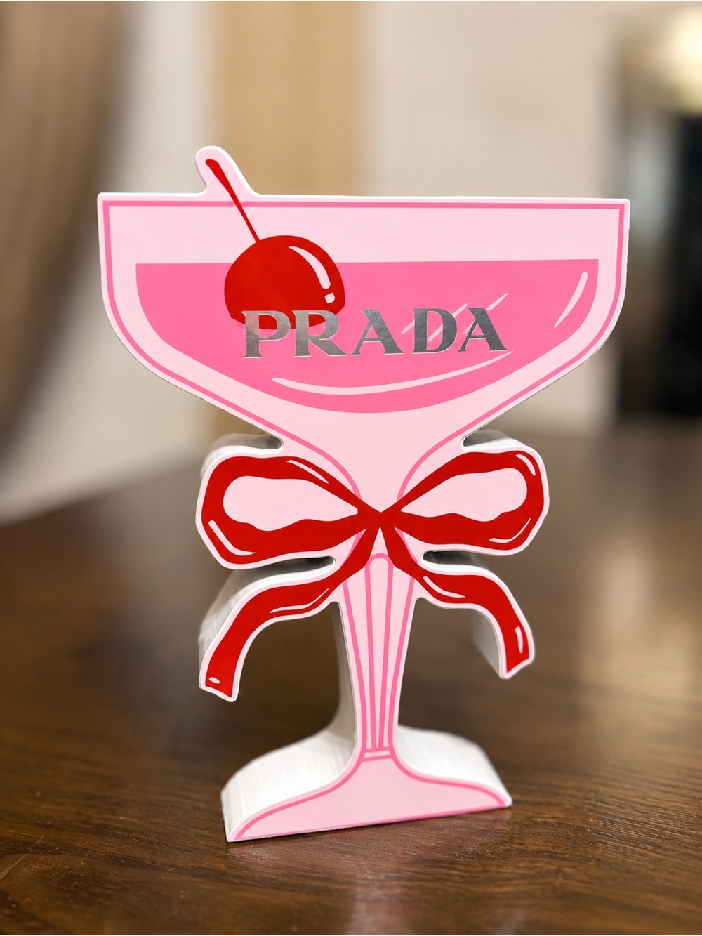 Prada Cherry on Top Coupe Glass Wood Decor NWT